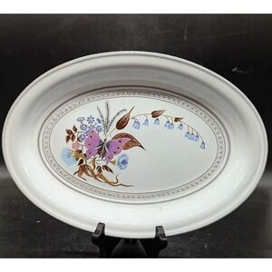 Vintage Denby LORRAINE Stoneware Oval Serving Platter Tray 12.5" Butterfly‎
